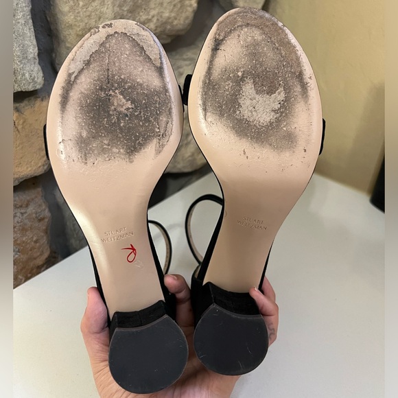 Stuart Weitzman 75 Less Nudist Black Suede Leather Heels Size 7 - Picture 12 of 12